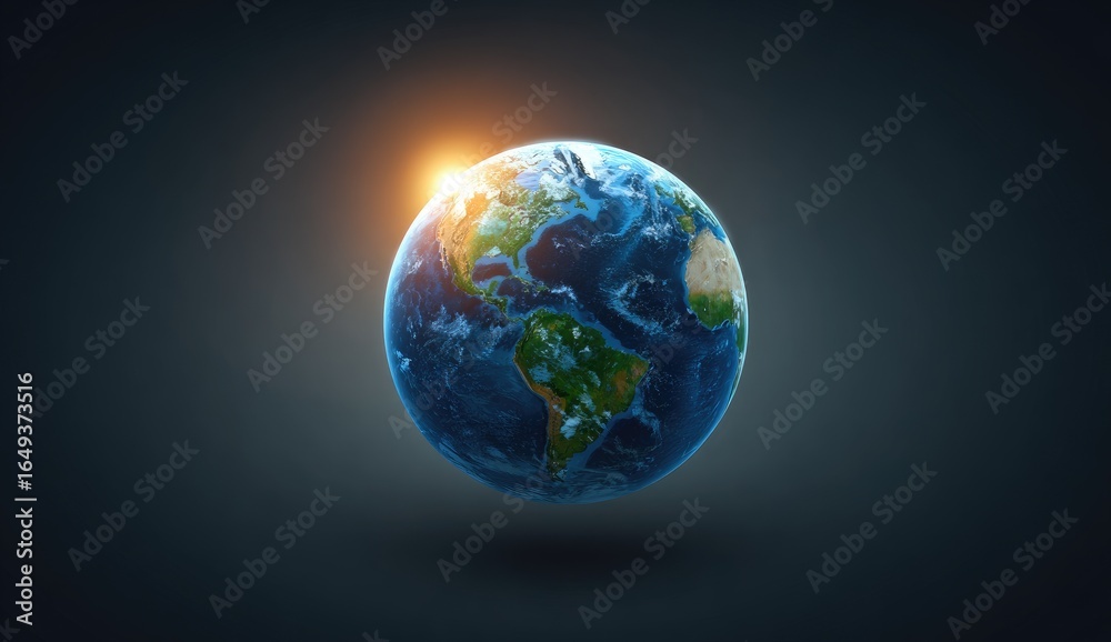 Fototapeta premium Earth globe, detailed, vibrant, illuminated
