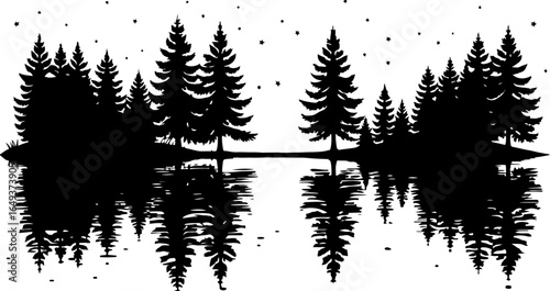 "Forest Landscape in Fish Silhouettes – Double Exposure Nature Art Set" bundle  graphics