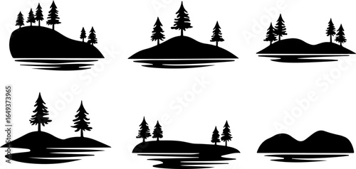 "Forest Landscape in Fish Silhouettes – Double Exposure Nature Art Set" bundle  graphics