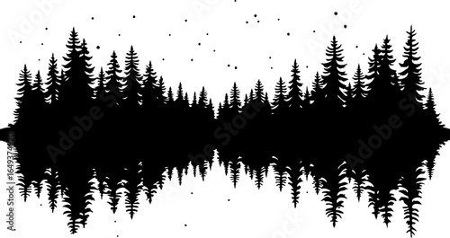 "Forest Landscape in Fish Silhouettes – Double Exposure Nature Art Set" bundle  graphics