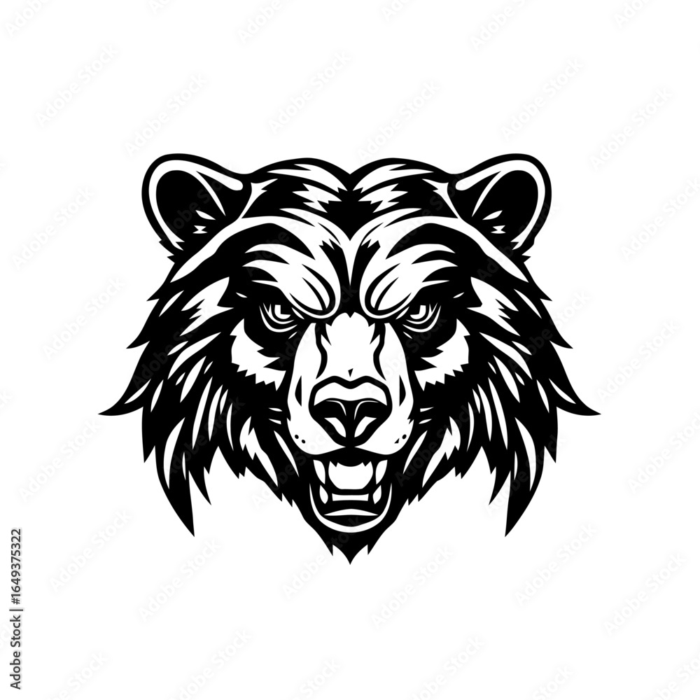 Fototapeta premium Fierce Roaring Bear Outline