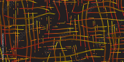 Vector black texture motion background. Red yellow grunge combustion isolated on a black background. Abstract 3d dark mode