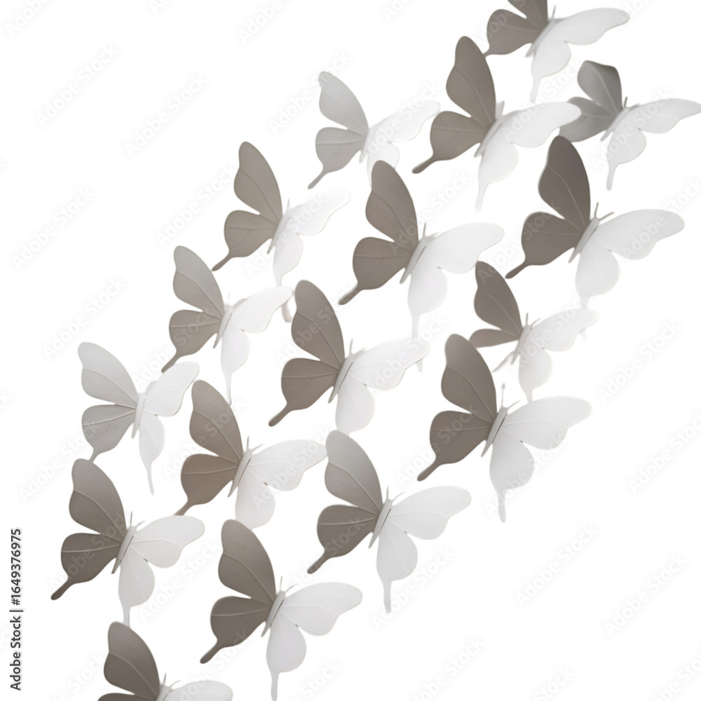 Obraz premium Elegant white butterflies ascend in a dynamic modern pattern, bringing a sense of grace and transformation.