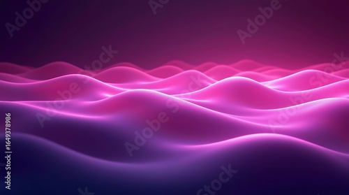 Abstract neon pink and purple wave landscape