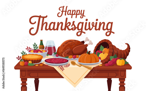 Happy Thanksgiving Feast turkey pumpkin