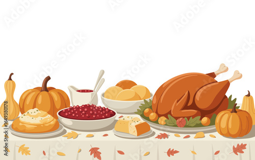 Festive Thanksgiving Feast Spread turkey food