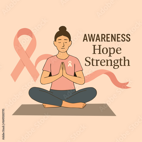Yoga for Breast Cancer Awareness a Peaceful Image of Hope and Strength