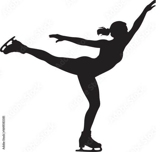 Dynamic ice skater silhouette performing elegant figure skating