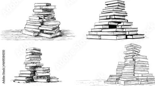 Stacked books, knowledge and learning VECTOR