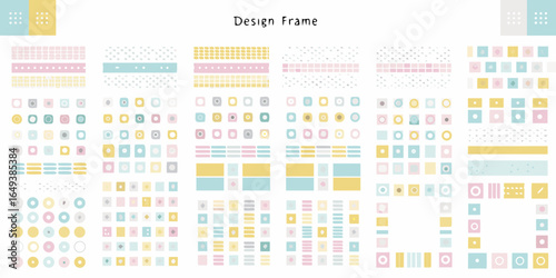 Collection of pastel geometric design elements and frames
