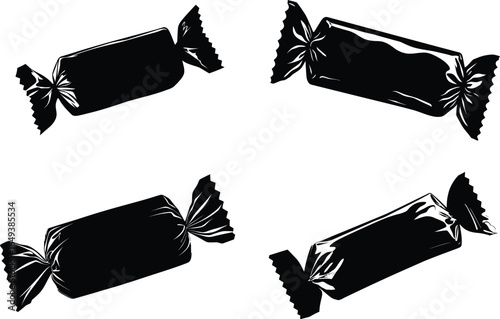 Black Wrapped Candies, Sweet Treats VECTOR