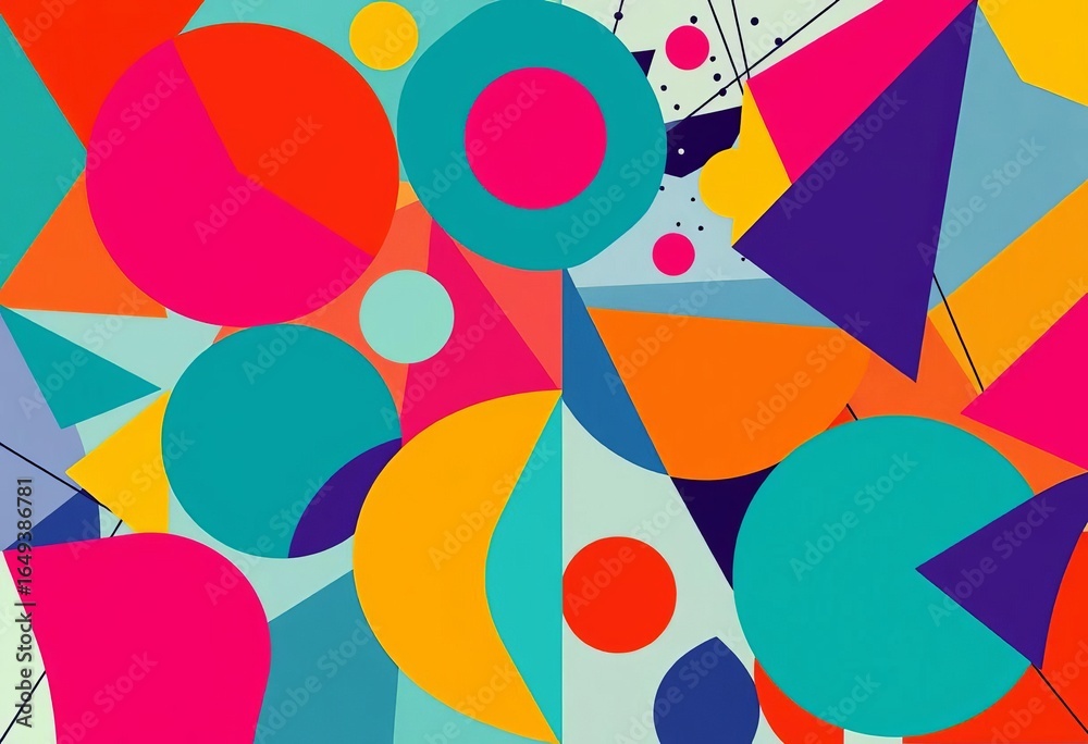 Vibrant geometric shapes in a trendy risograph style, diverse forms & colors, design, colorful shapes Vibrant geometric shapes in a trendy risograph style, diverse forms & colors, design, colorful shapes