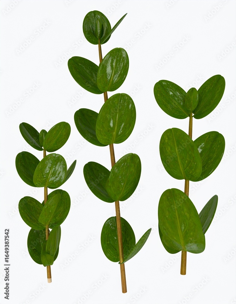 Obraz premium Rhythm of nature with vibrant green leaves on a white backdrop