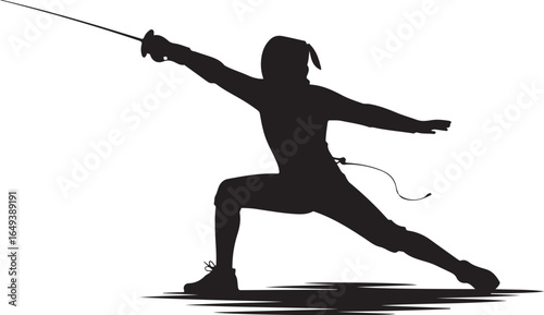 Dynamic fencing silhouette ready for action, elegant and poised