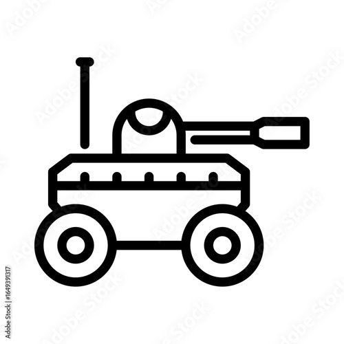 military robot outline icon. war robot black line illustration.