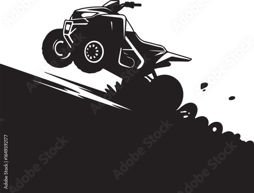 Dynamic ATV jumps over terrain with speed and power
