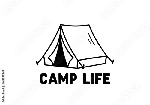 Camp life tent isolated on white background