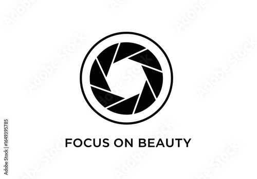 Focus on beauty camera lens isolated on white background