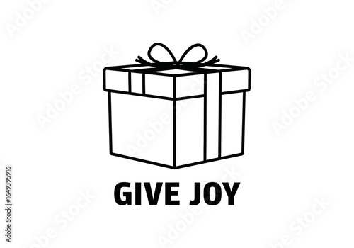 Gift box with text give joy isolated on white background