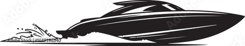 Sleek speedboat cutting through water with dynamic speed