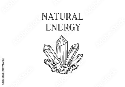 Natural energy crystal cluster isolated on white background