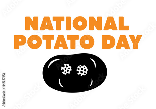 National potato day text with potato illustration isolated on white background