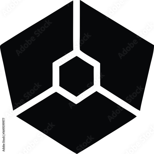 Modern geometric hexagon shield logo icon. Abstract simple black silhouette vector graphic design.