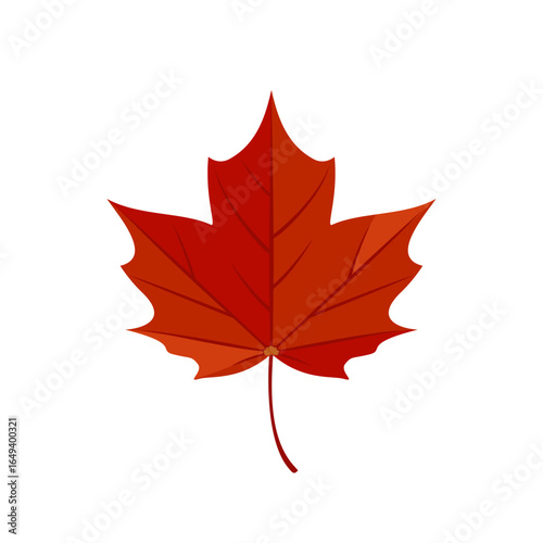 Red maple leaf isolated on white background. Vector cartoon flat illustration. Autumn leaf icon.