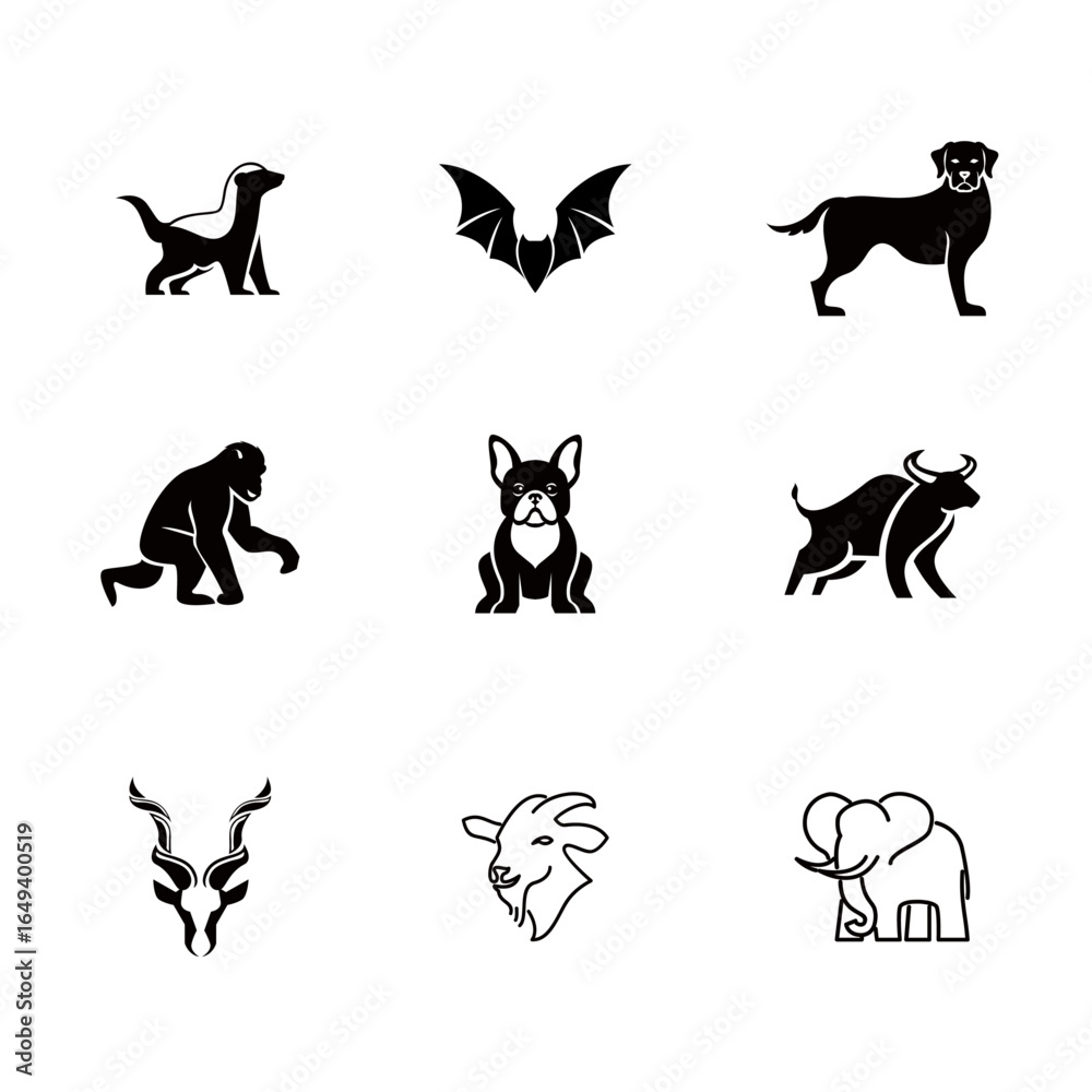 Fototapeta premium Animal Illustrations Set: Mammals and Creatures Vector