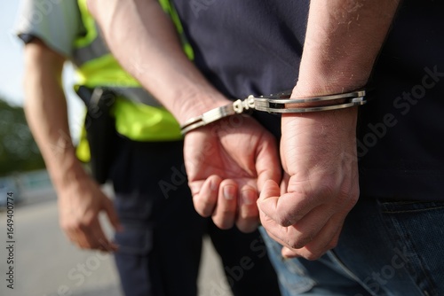 Arrested Person in Handcuffs - Law Enforcement Background