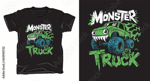 Monster truck vector graphic art t-shirt design print