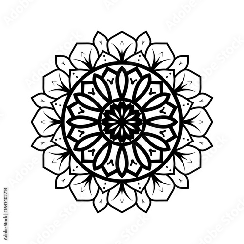 intricate floral mandala a black and white circular design illustration