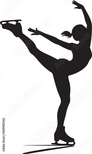 Elegant figure skater in graceful pose on ice
