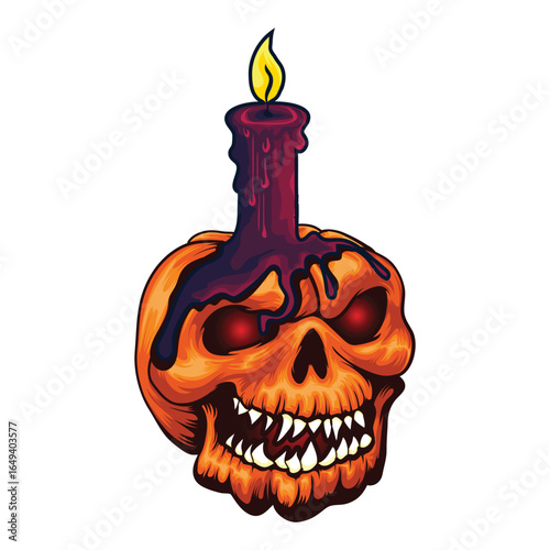 Halloween cursed candle on the pumpkin skull design