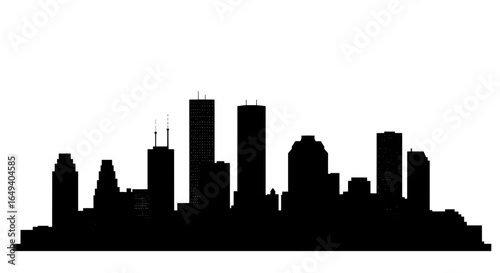 Houston Skyline Vector Black White Retro Poster