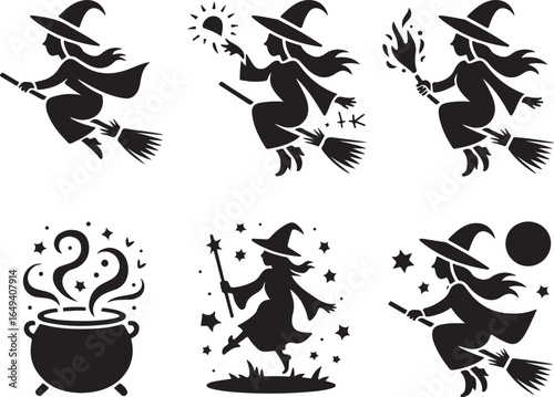 Whimsical witches fly, conjure magic, and brew spells delightfully