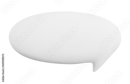 Oval white 3D speech bubble isolated on background, elongated minimal shape for web banners, dialogue boxes and modern communication design