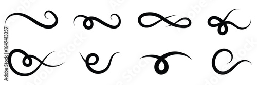 Set of Swoosh vector. Hand drawn swoosh elements, and swoop underline typography tails shape in flat styles. Set of ribbons. Design concept element collection in eps 10. Vector background .