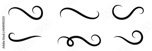 Set of Swoosh vector. Hand drawn swoosh elements, and swoop underline typography tails shape in flat styles. Set of ribbons. Design concept element collection in eps 10. Vector background .