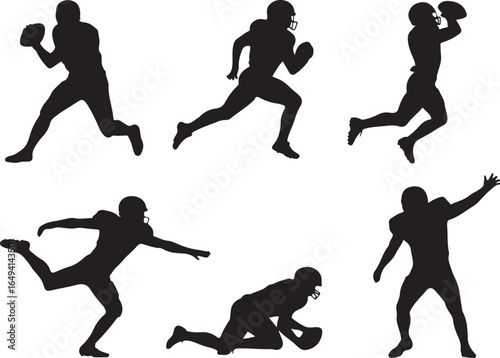 Dynamic football player silhouettes capture sports action and energy
