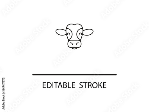 Charming minimalist cow head line art, perfect for farm branding, dairy products, and cute animal designs.
