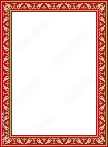 Vector gold and red square classic byzantine ornament. Rectangle, border, Ancient Greece, Eastern Roman Empire frame. Decoration of the Russian Orthodox Church
