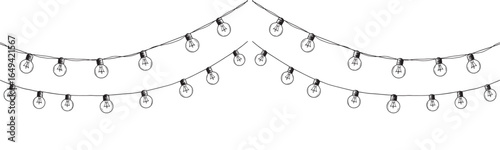 Vintage Hand-Drawn Hanging String Light Bulbs Vector Illustration