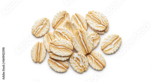 Healthy Rolled Oats Oatmeal Flakes Scattered on Isolated transparent background