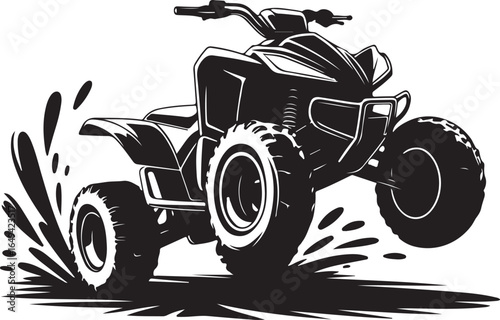 Dynamic ATV action jumping through water splash