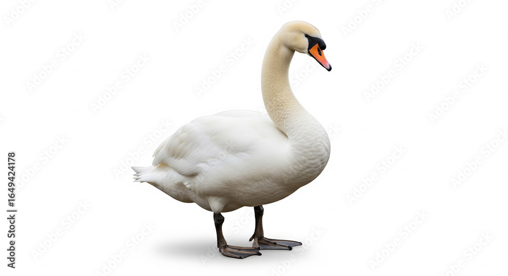Obraz premium Elegant White Swan Standing Gracefully on Isolated transparent background
