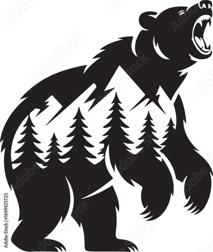 Wallpaper Mural Majestic bear silhouette with mountain forest scene inside Torontodigital.ca