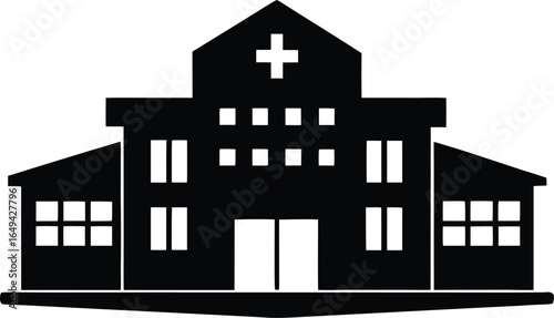  healthcare clinic silhouette icon isolated for emergency design