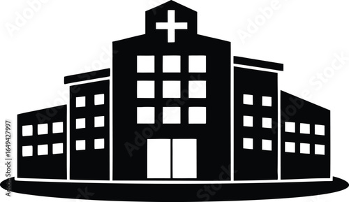  healthcare clinic silhouette icon isolated for emergency design