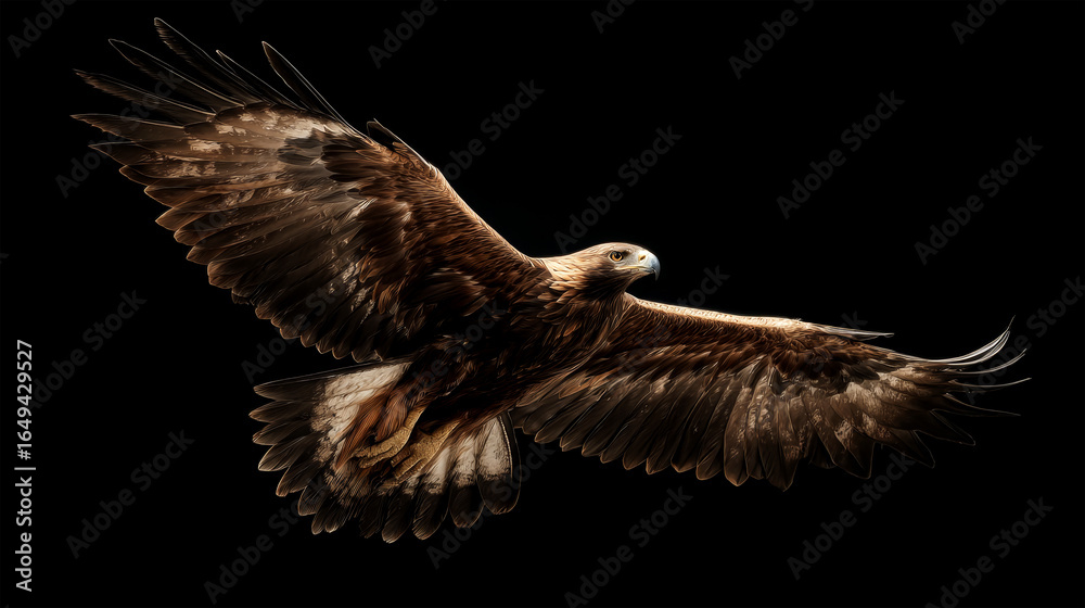 Obraz premium Closeup of soaring eagle with wings spread 